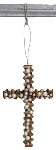 Wire Cross with Beads Ornament