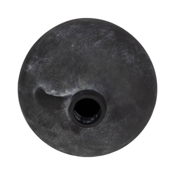 Black 10 in. Abstract Weathered Terracotta Jug with Handle