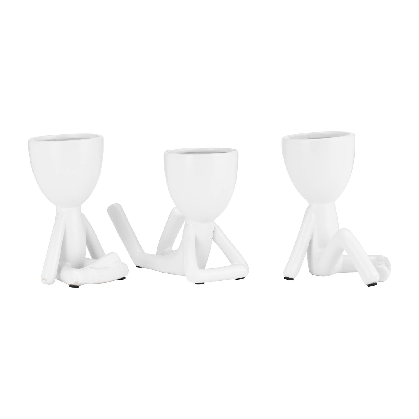 White Ceramic Sitting Human Figure, 6 in. 1pc Random