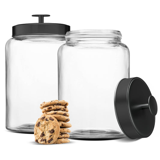 Kook Glass Kitchen Canisters, 4 Qt, Black 1 Gallon (1 Piece)