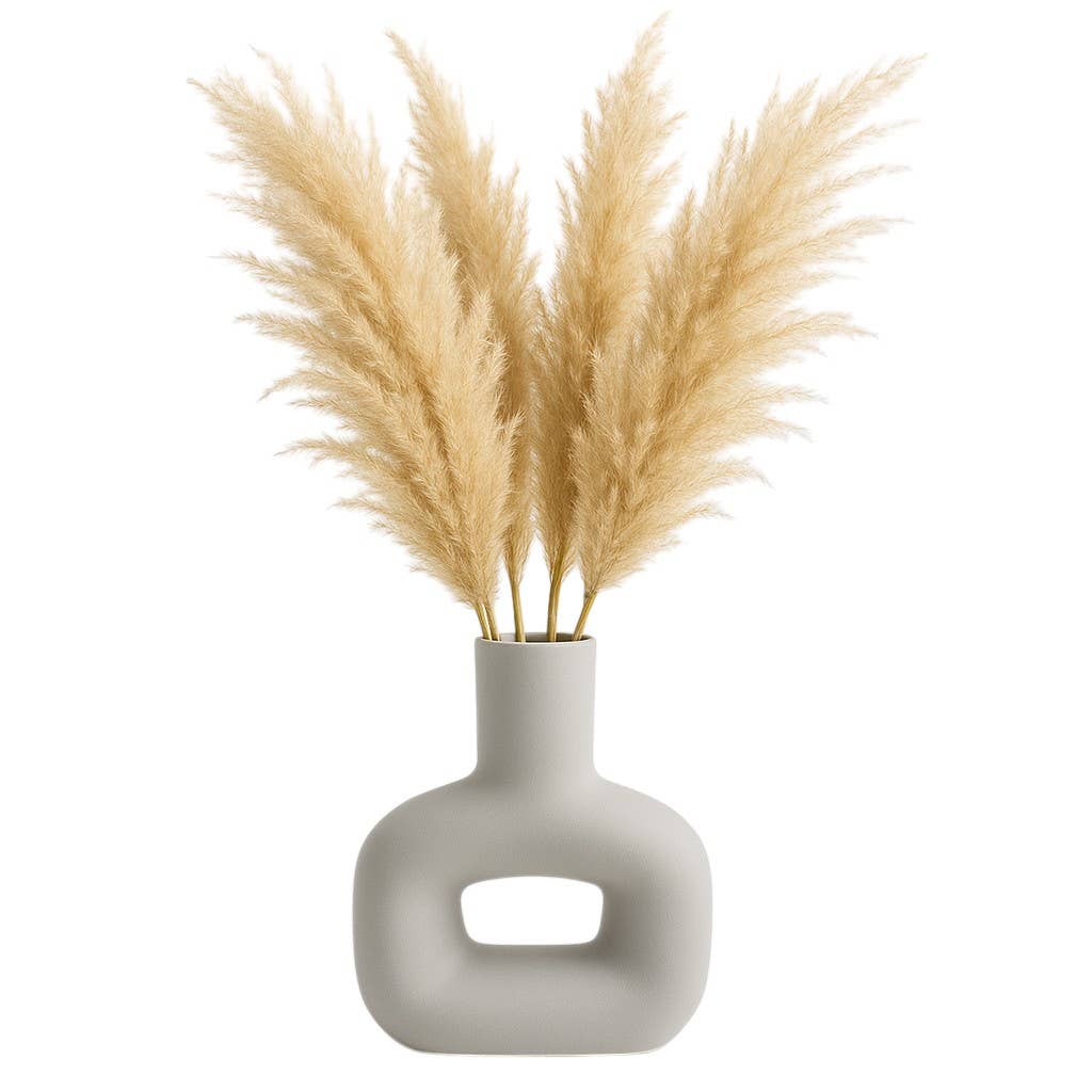 Ceramic Modern Geometric Open Cut Vase - White, 8 in.