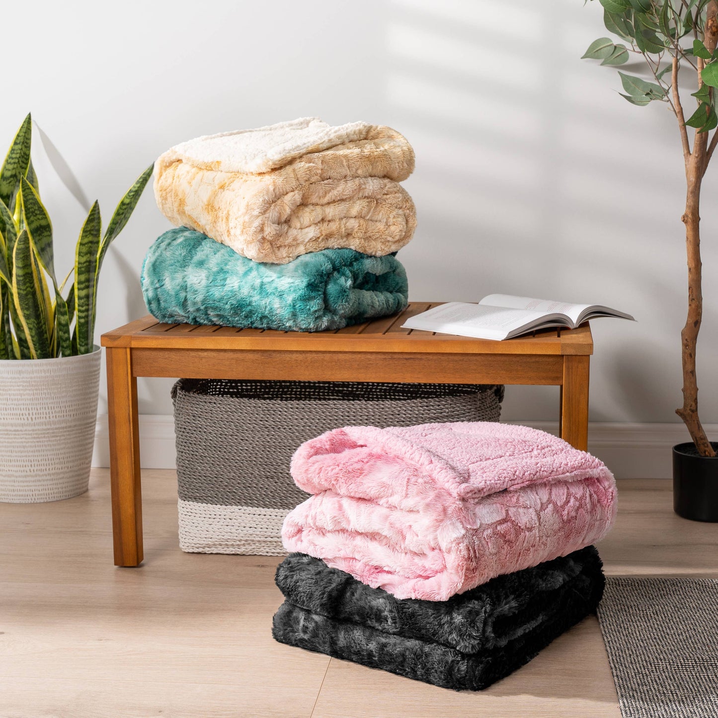 Minky Sherpa Throw Blanket
