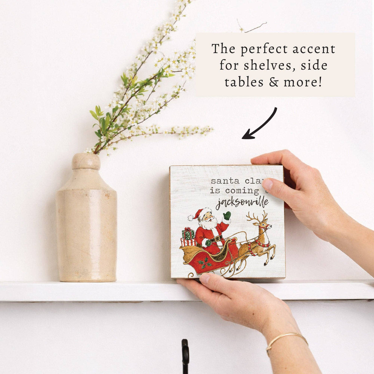 Santa Claus Is Coming To Personalized Block Sign