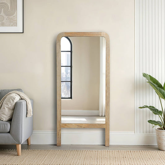 Mirror - Brown Wood Glass Full-Length Leaner Footed, 60 in.