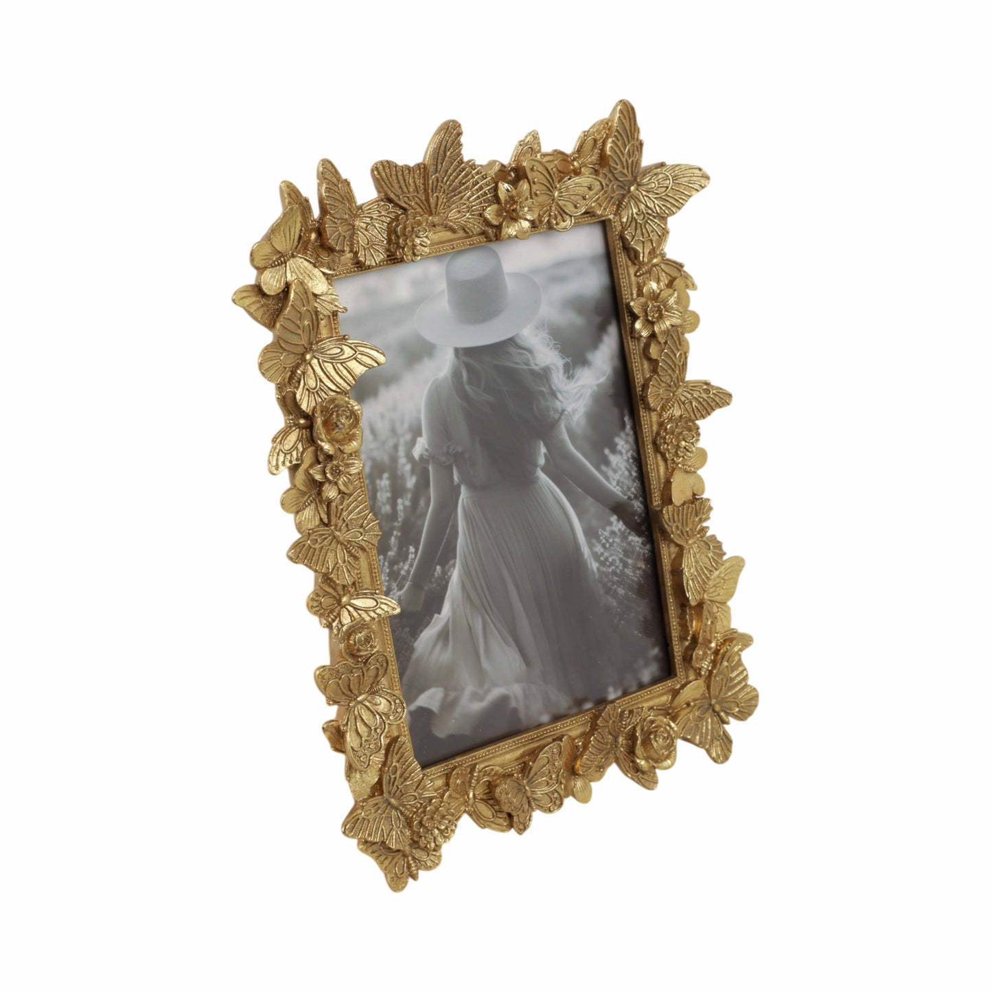 Photo Frame - Gold Polyresin Butterfly in Bloom  5x7 in.