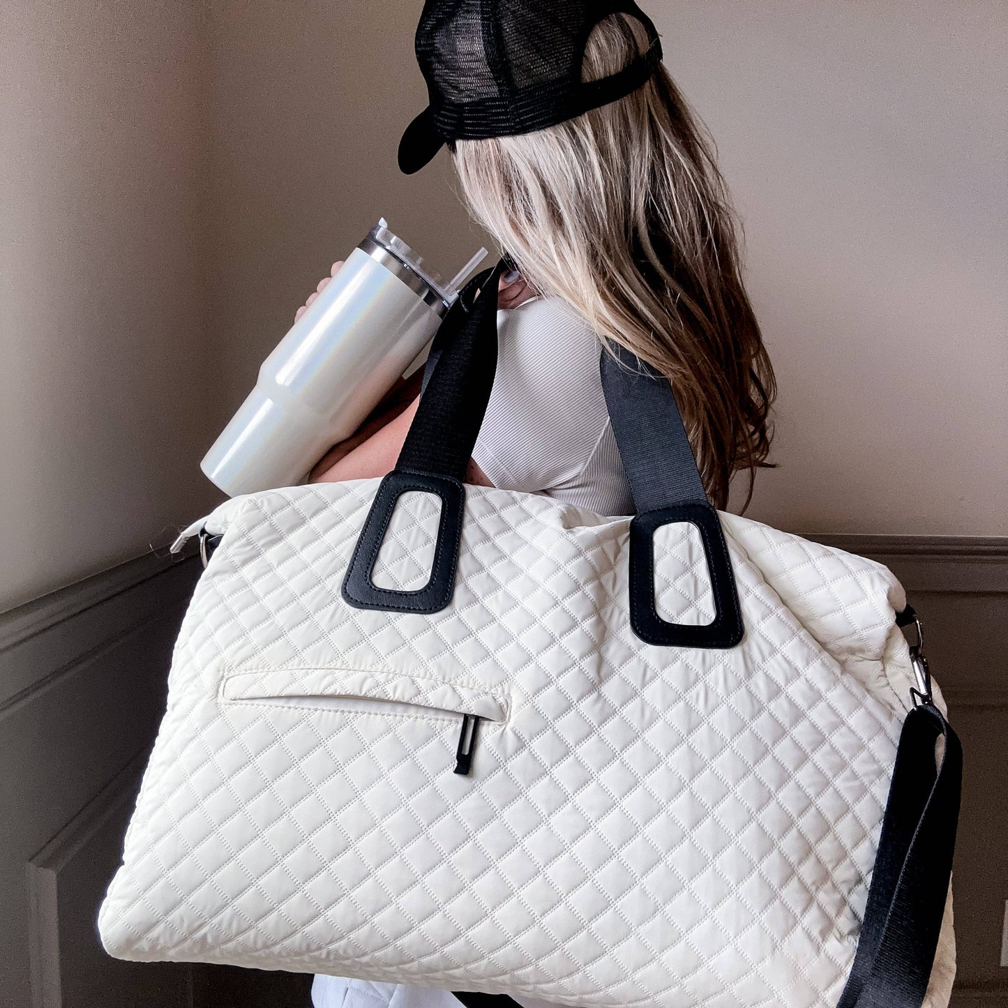 Quilted Weekender : Off White