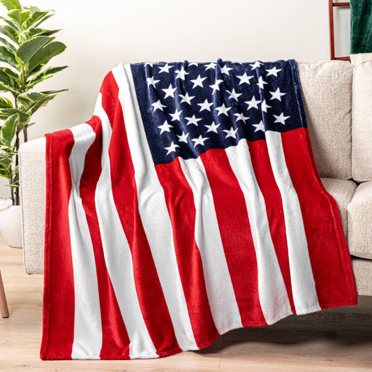 US Flag Patriotic Throw Blanket