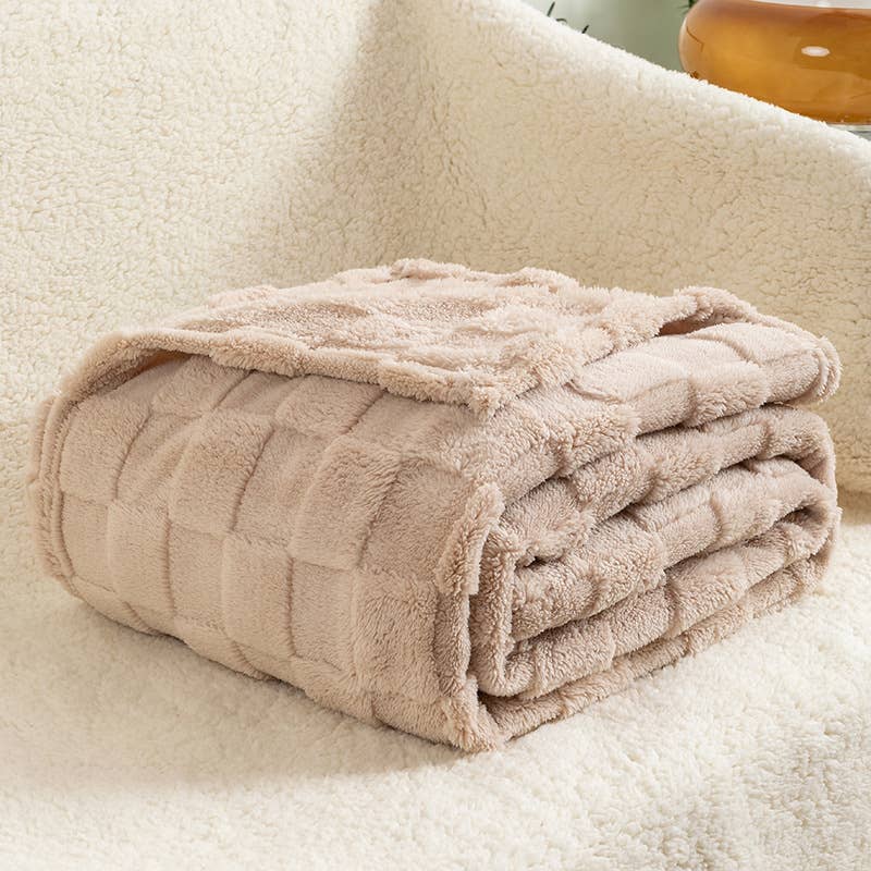 Cozy Checkerboard Textured Throw Blanket
