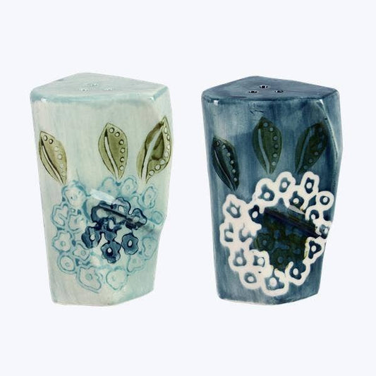 Stoneware Salt & Pepper Set With Floral Design