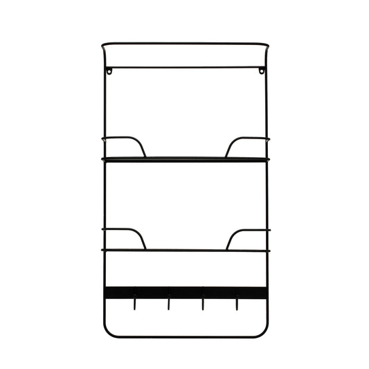 Metal Wall Shelf with 4 Hooks