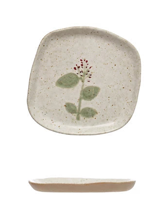 Hand-Painted Stoneware Plate, Reactive Glaze(Each One Will Vary)