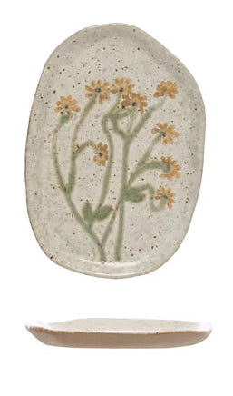 Hand-Painted Stoneware Plate, Reactive Glaze(Each One Will Vary)