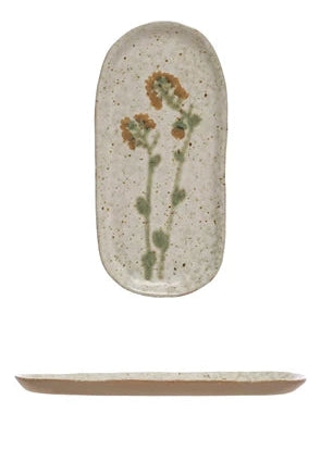 Hand-Painted Stoneware Plate, Reactive Glaze(Each One Will Vary)