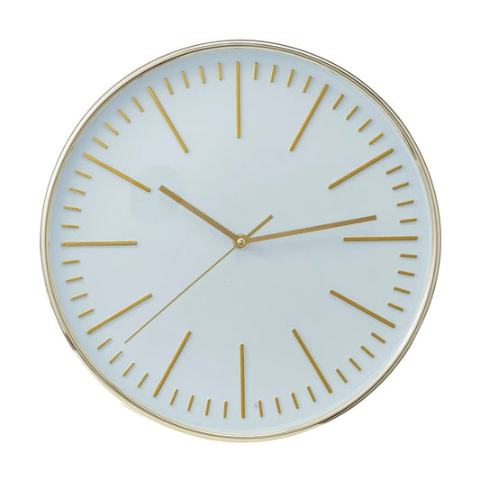 Plastic Wall Clock, White & Gold Finish (Requires 1-AA Battery)