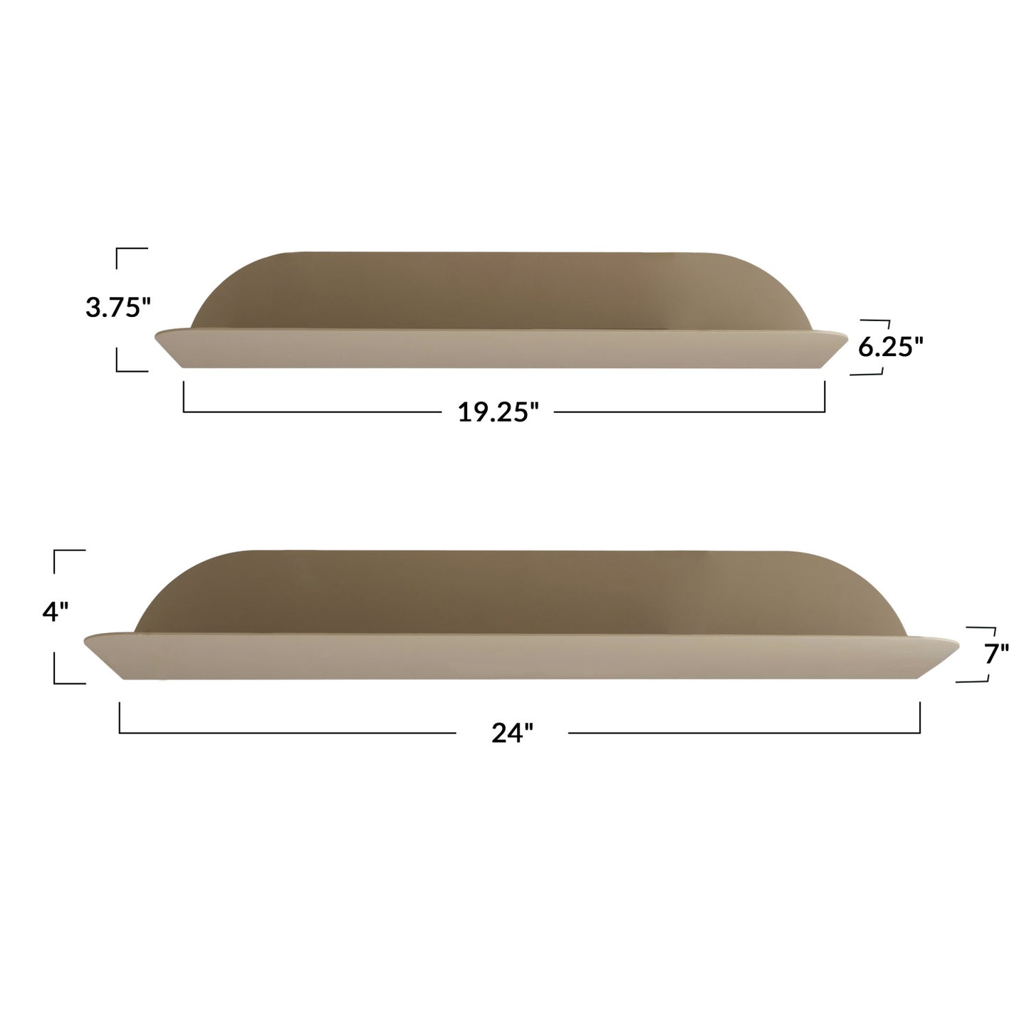 Metal Floating Wall Shelves, Nude Color (Hangs Two Ways)