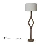 Mango Wood Floor Lamp w/ Open Diamond Shaped Base, Cotton Shade & Inline Switch, KD