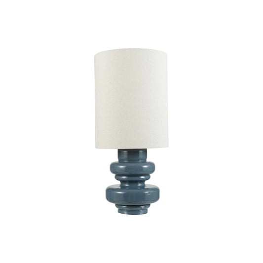 Glass Table Lamp with Linen Shade & Inline Switch, Grey