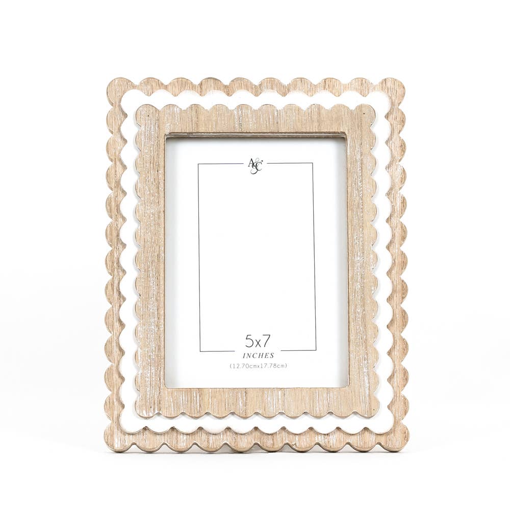 wood photo frame (SCALLOP) ntrl/wh (5x7) pic