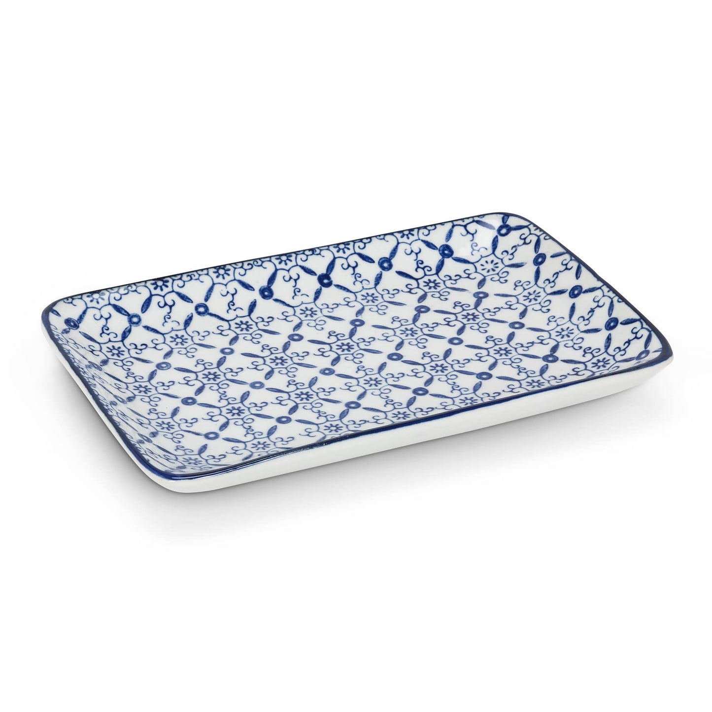 Blu/Wht Lg Rect Plate-6Asst-4X7"  1 Pcs Random