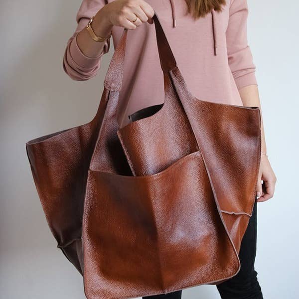 Women's Soft Leather Large Capacity Shoulder Tote Bag
