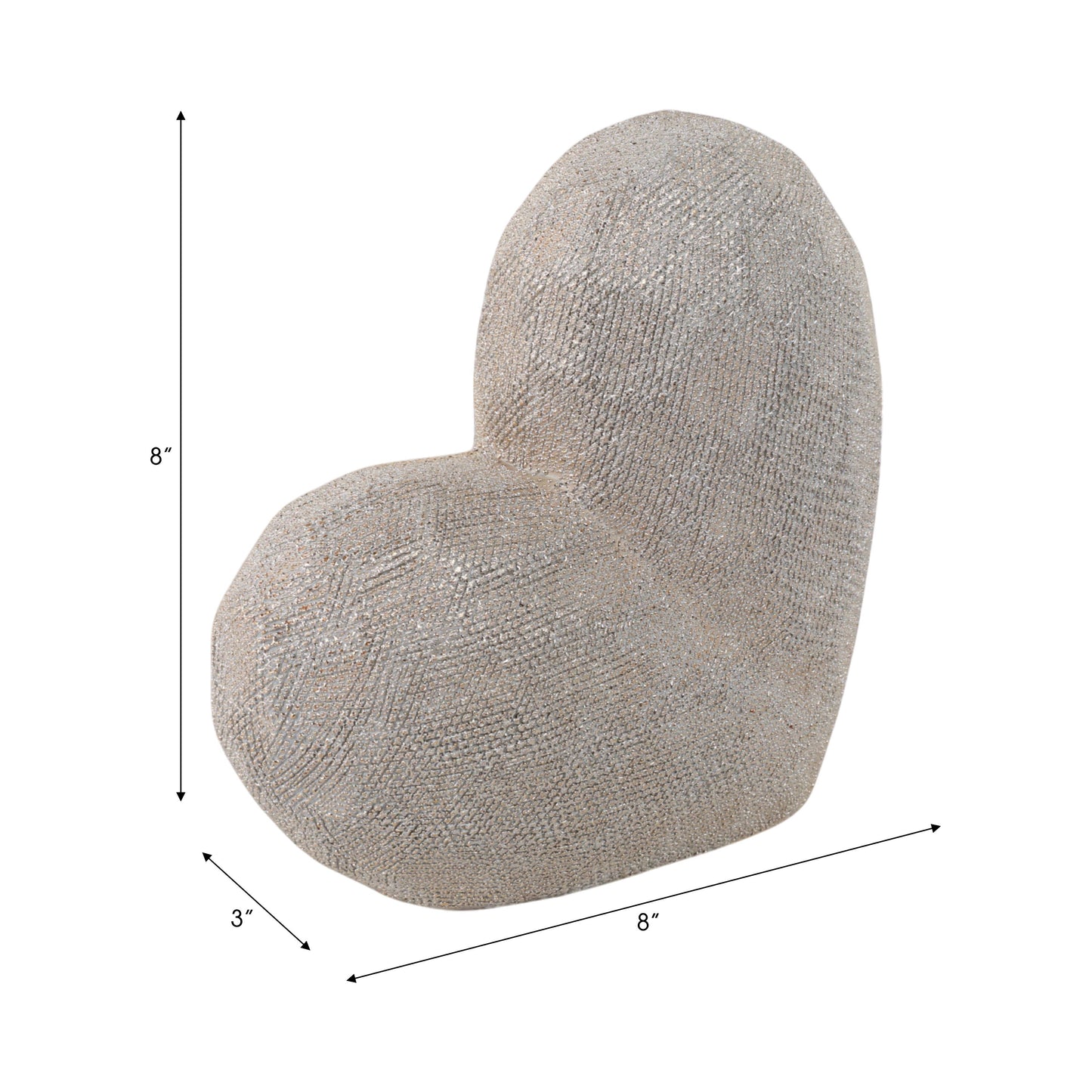 Ceramic Scratched Geometric Heart Sculpture - Gold, 8 in.