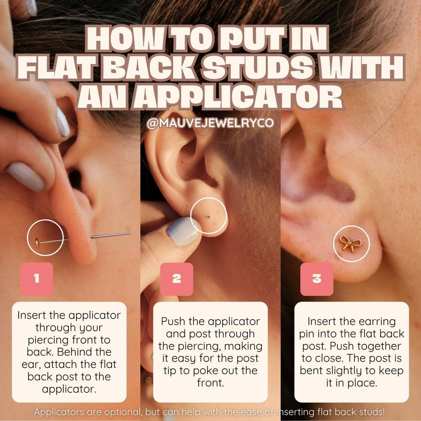 Diamond Flat Back Studs: Gold