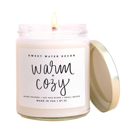 Warm and Cozy Soy Candle - Clear Jar - 9 oz