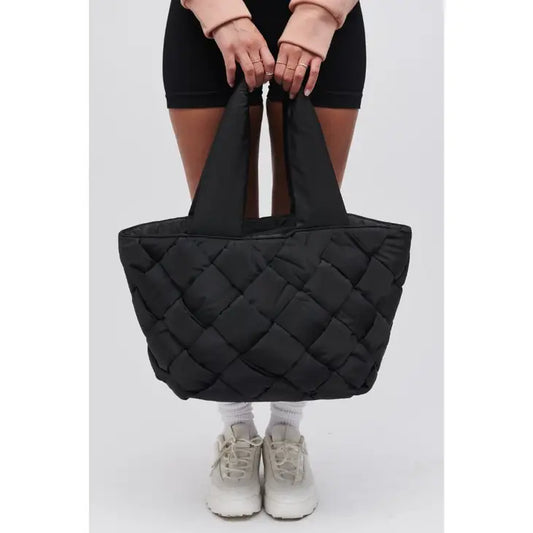 Black Intuition East West Woven Nylon Tote
