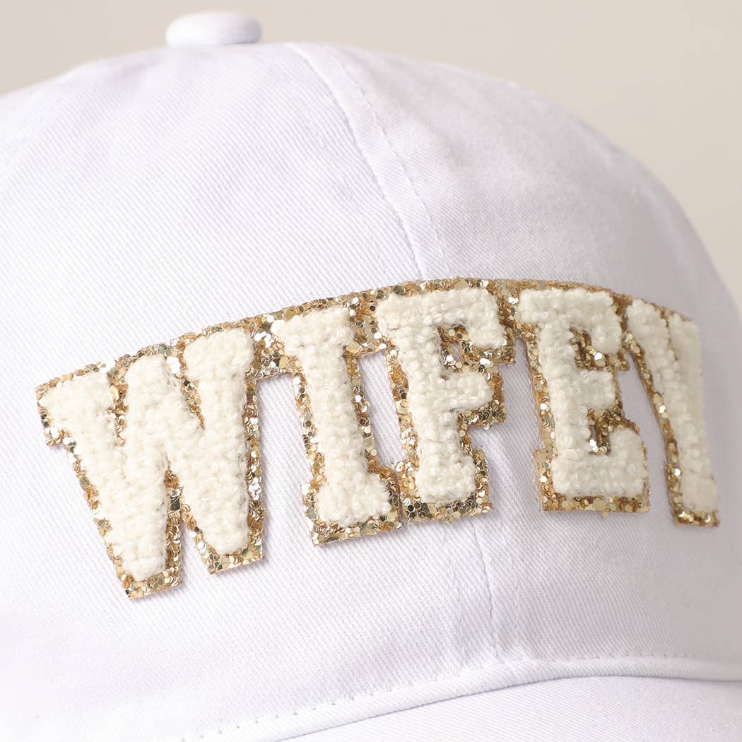 WIFEY Chenille Letter Patch Cotton Baseball Cap: One Size / WHITE