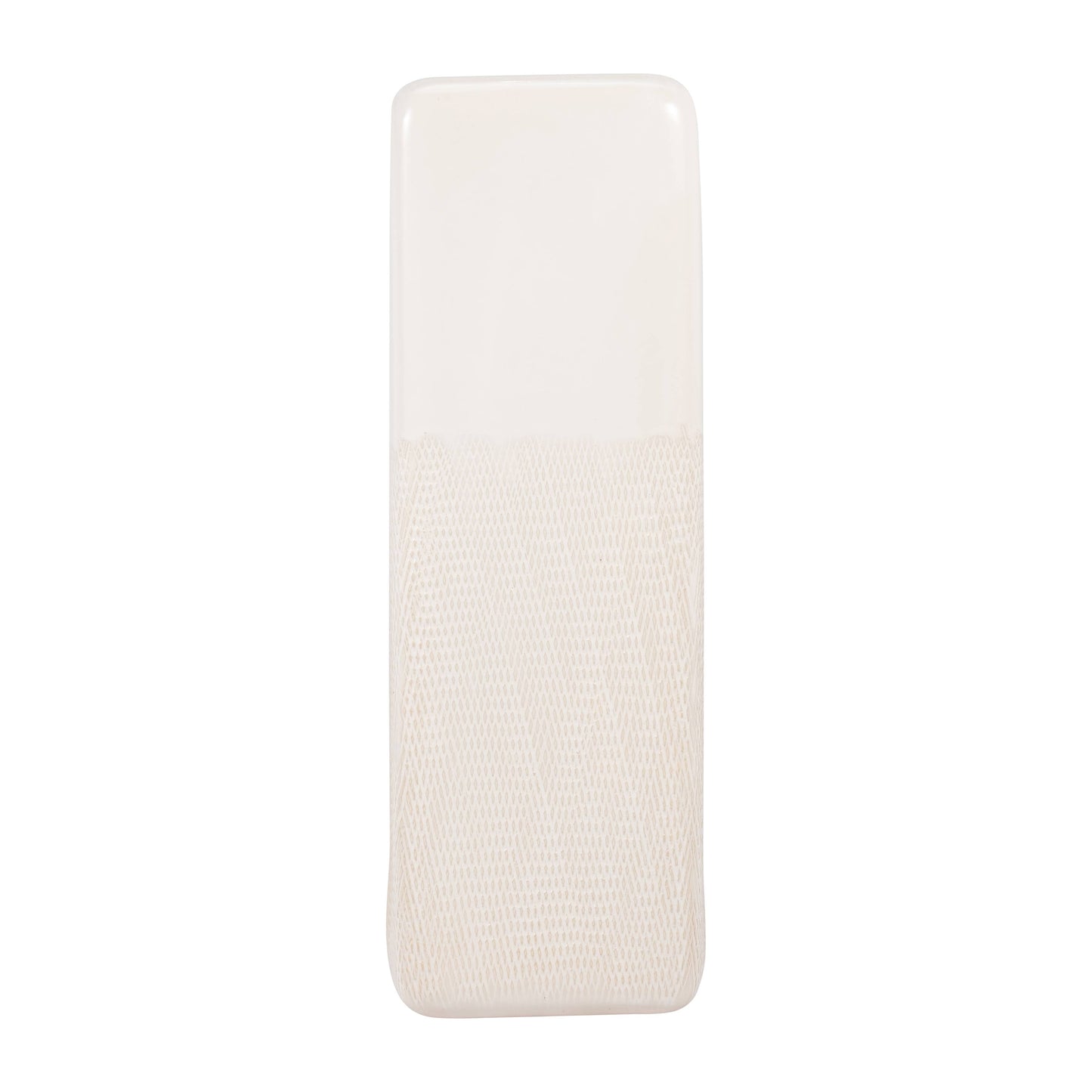 Ceramic Rounded Rim Vase with Textured Body - Ivory, 18 in.