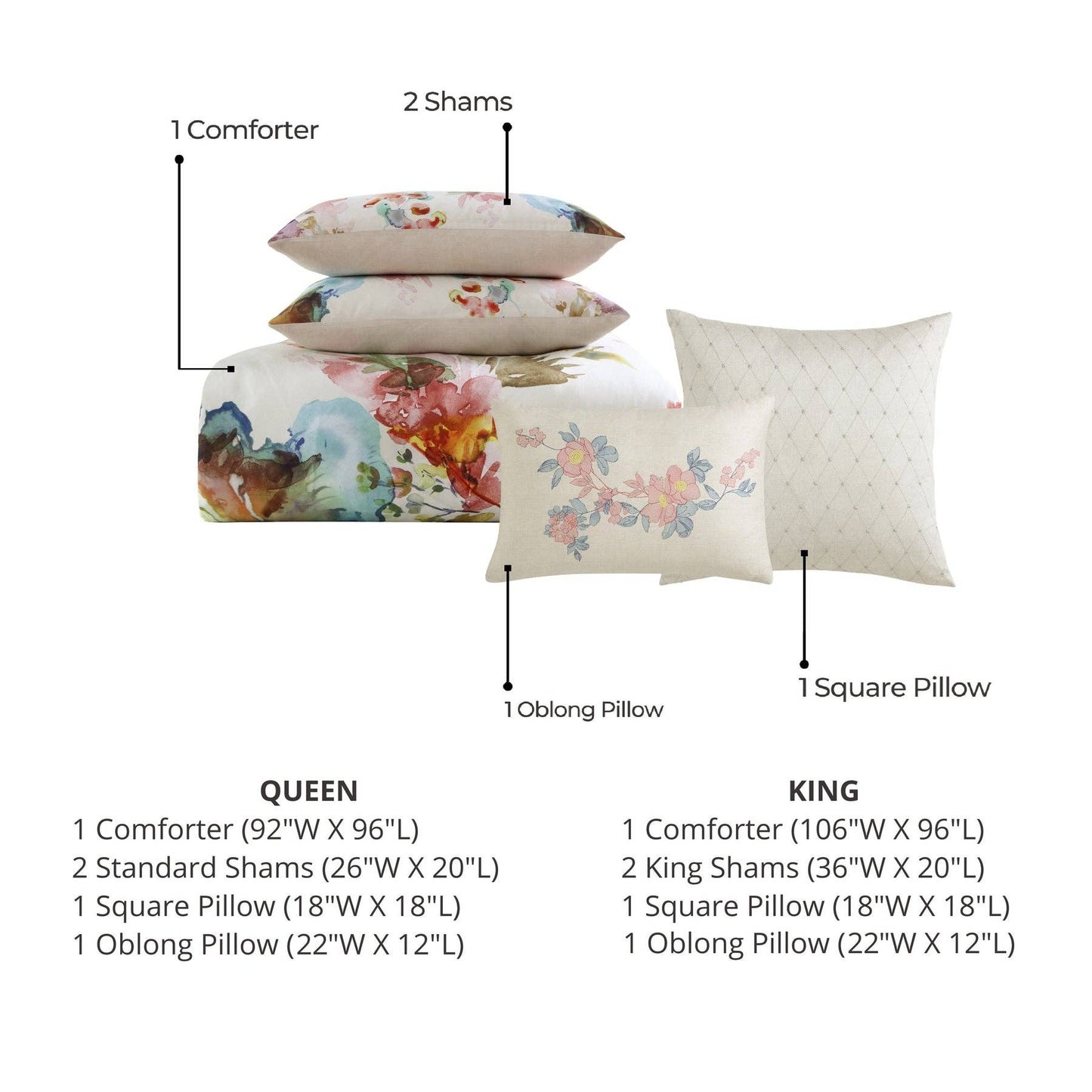 Ivory Garden 100% Cotton 5-Piece Reversible Comforter Set