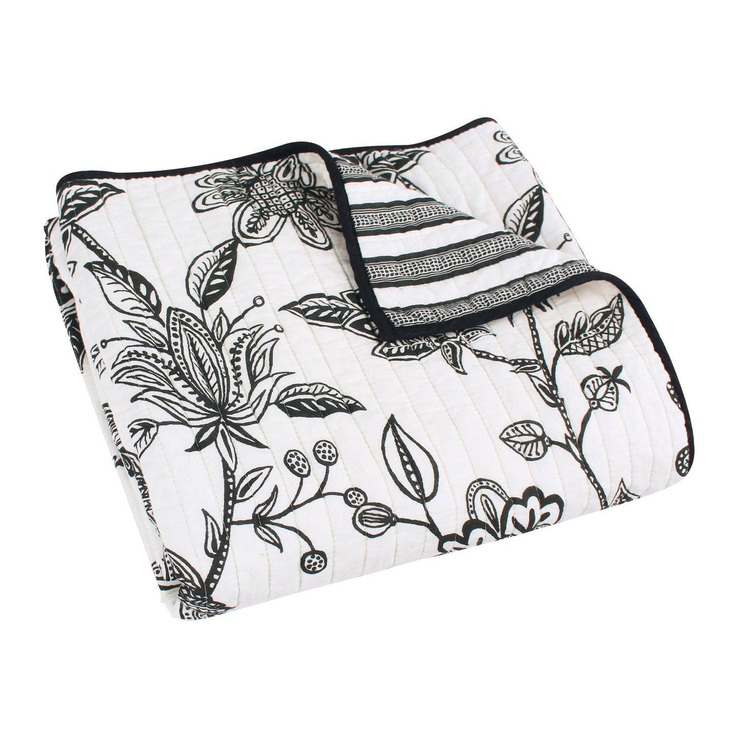 Tanzie Black Quilted Throw Blanket