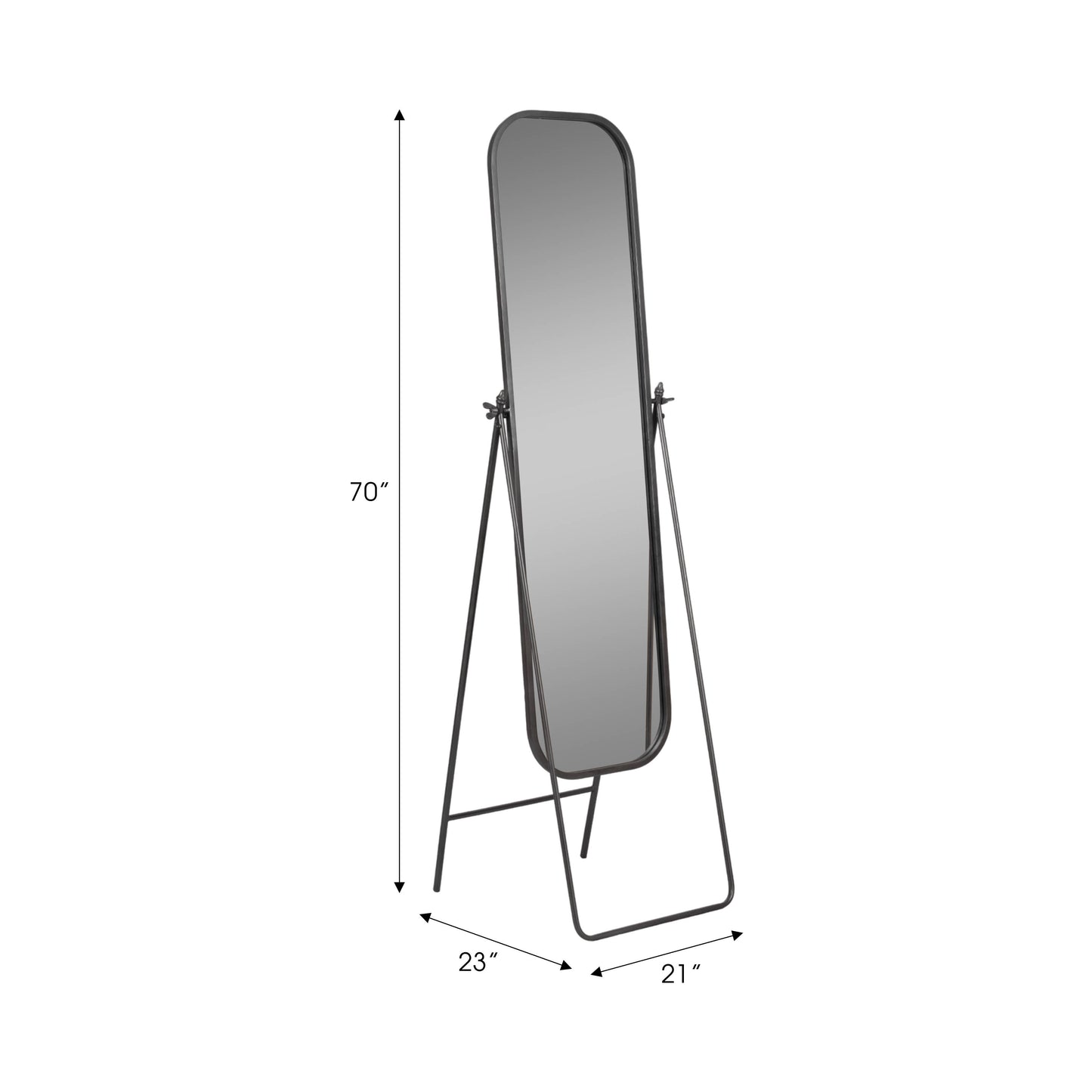 Metal Full Length Floor Mirror on Stand - Black, 69 in.