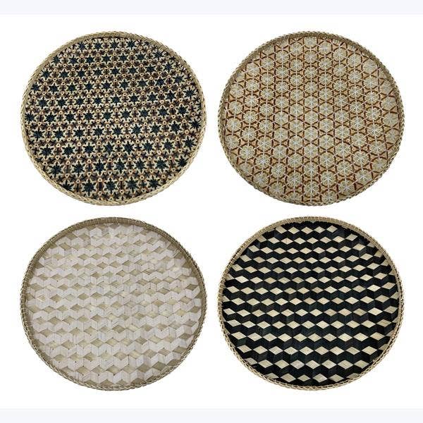 Bamboo Woven Basket Wall/Tabletop Decor, 4 Assorted 1 Pcs Random