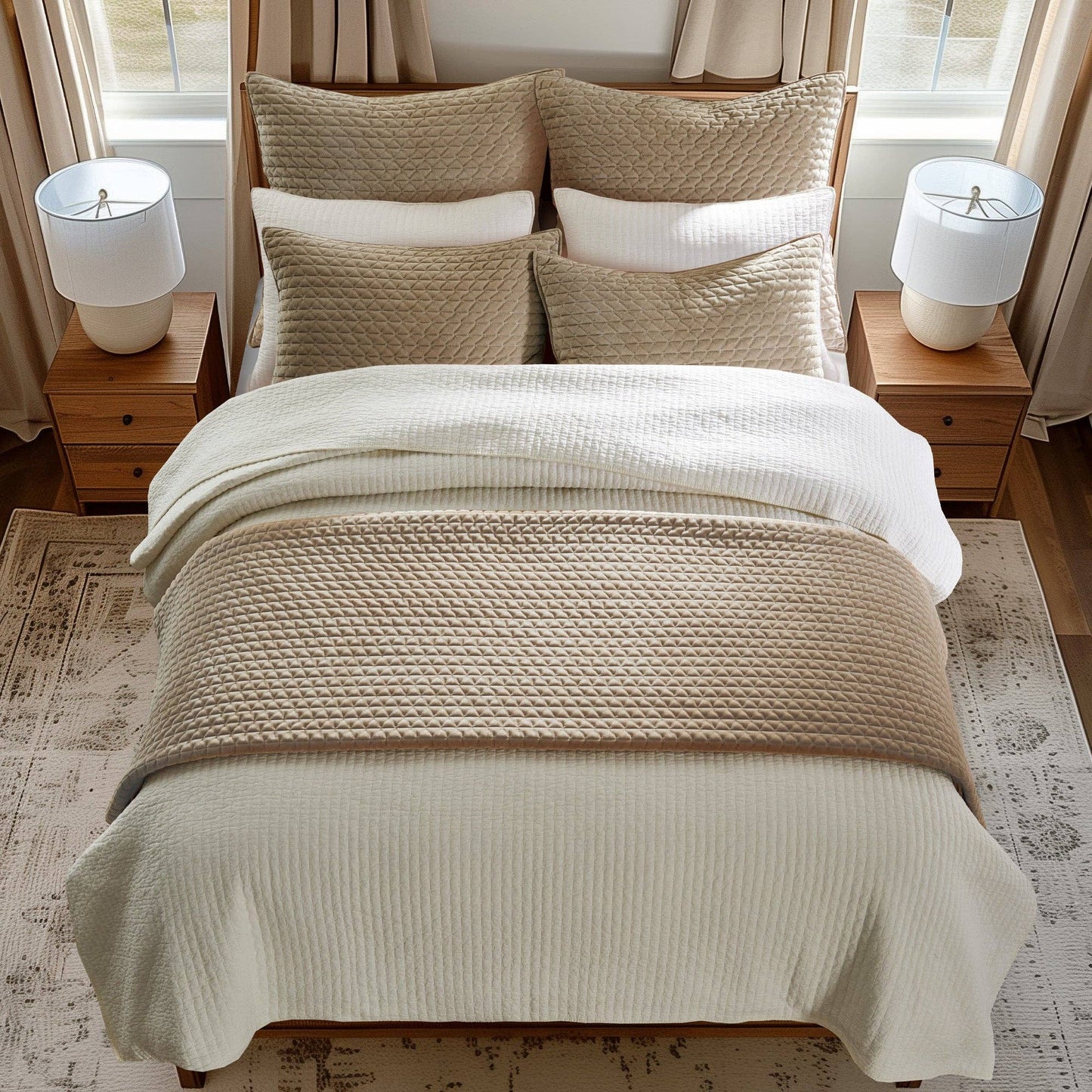 Velvet Stitch Quilt Set: Chambray / Full/Queen