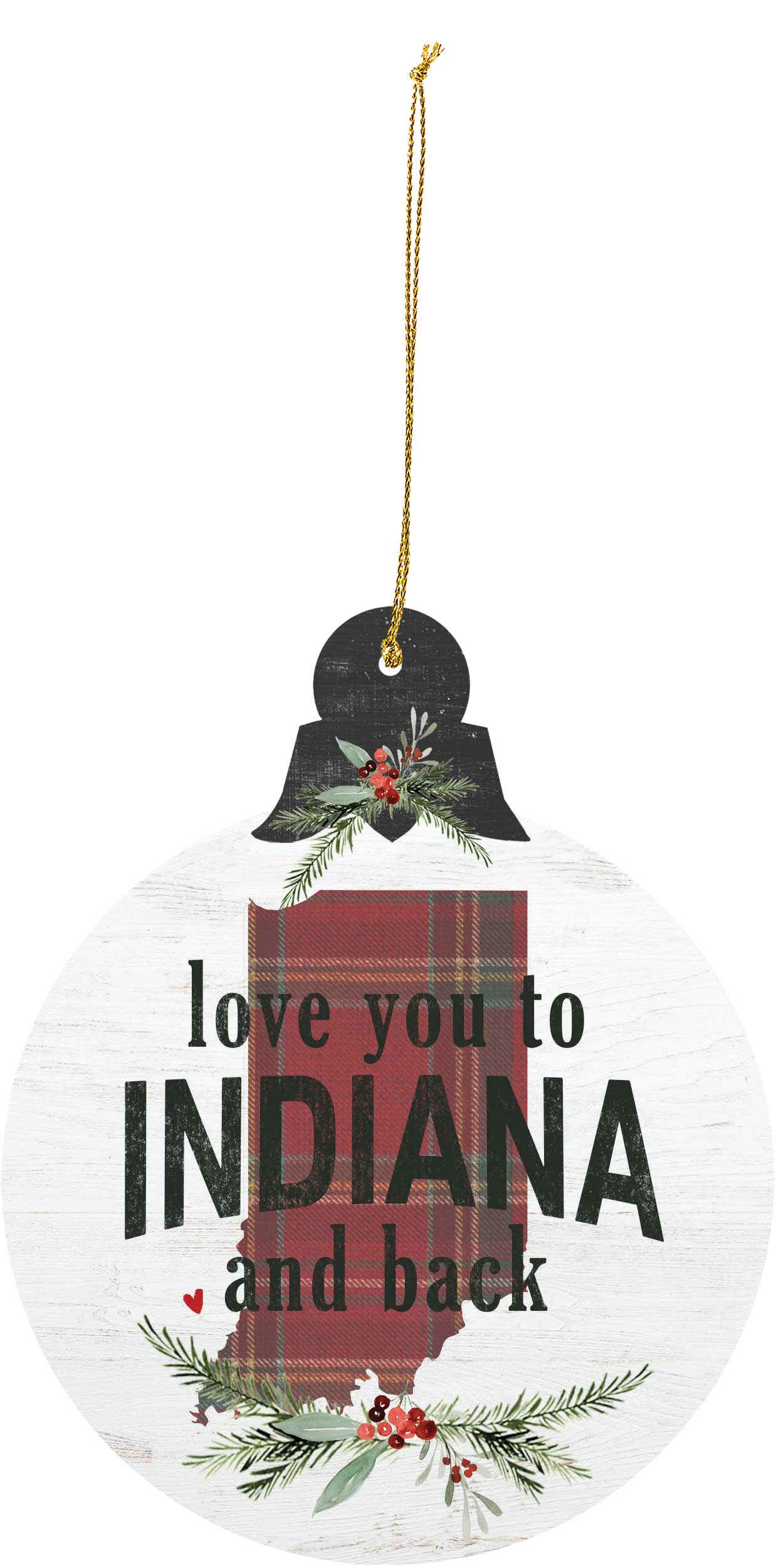 Love You to Indiana and Back Christmas Tree Ornament