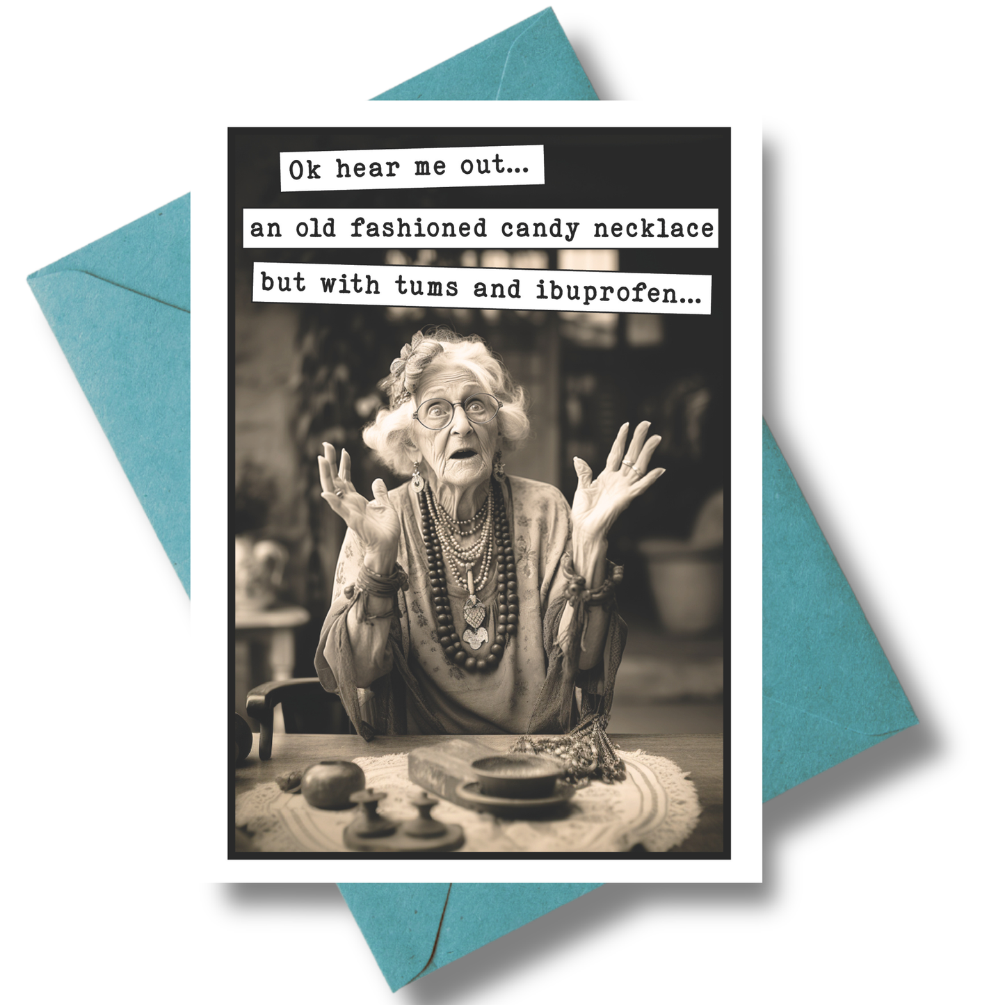 Old fashioned Candy Necklace Get Well Soon Card, Get Well Gift