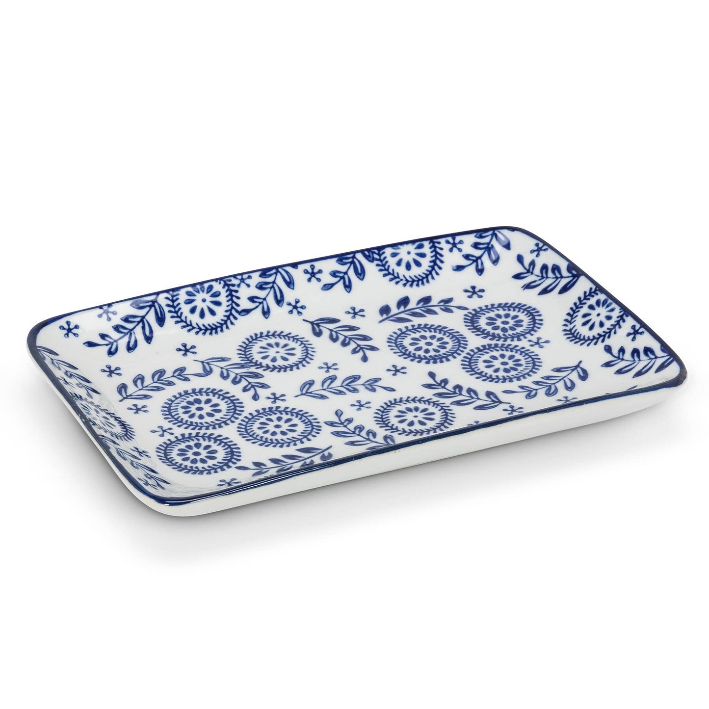 Blu/Wht Lg Rect Plate-6Asst-4X7"  1 Pcs Random