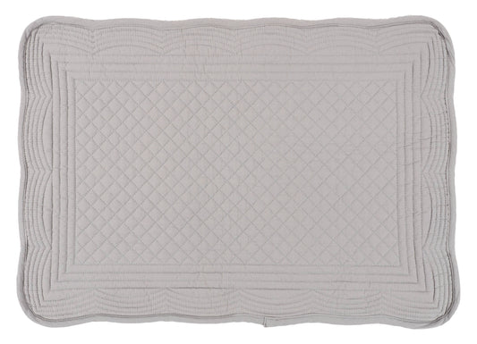 KAF Home 100% Cotton Boutis Quilted Placemat - Rectangle: Gray