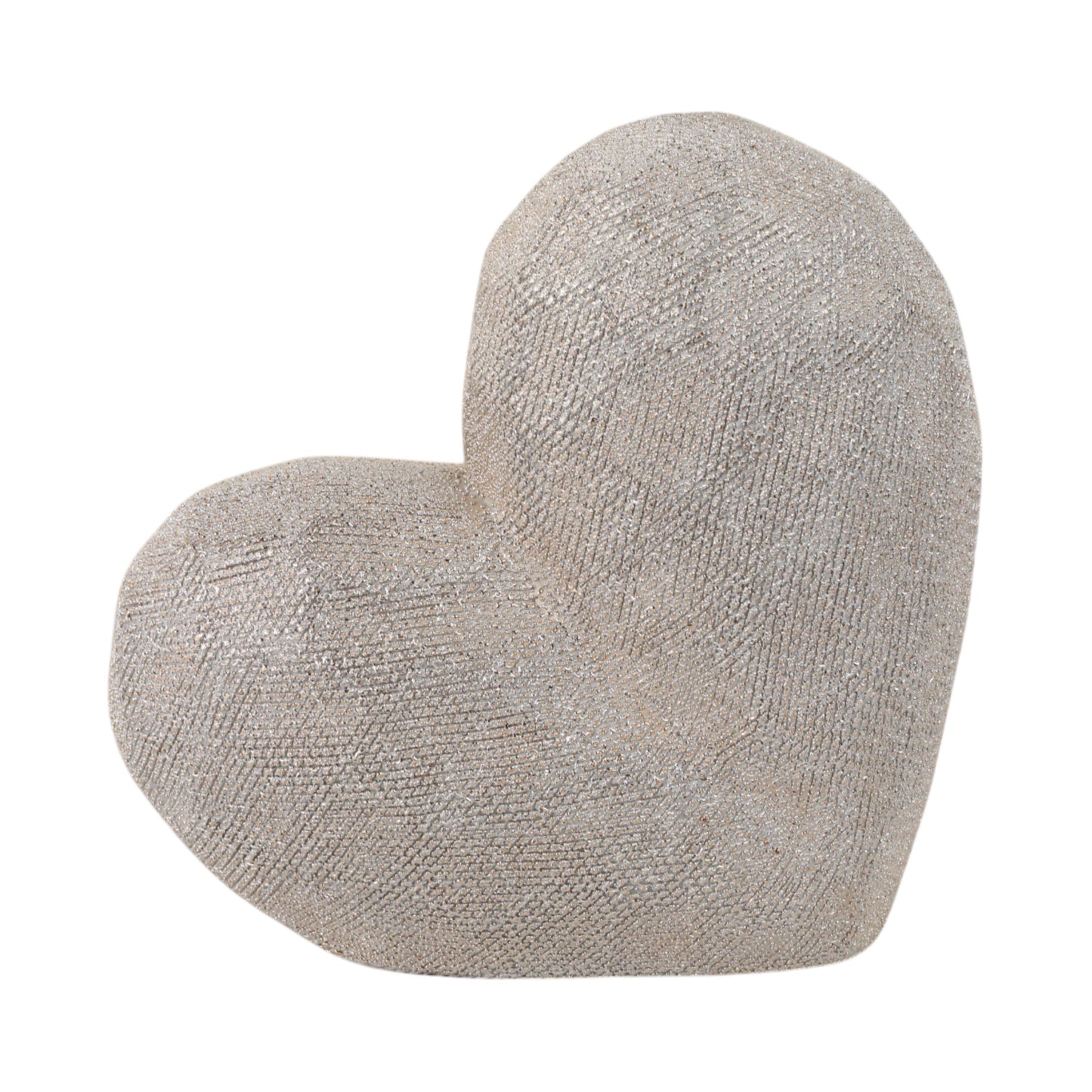 Ceramic Scratched Geometric Heart Sculpture - Gold, 8 in.