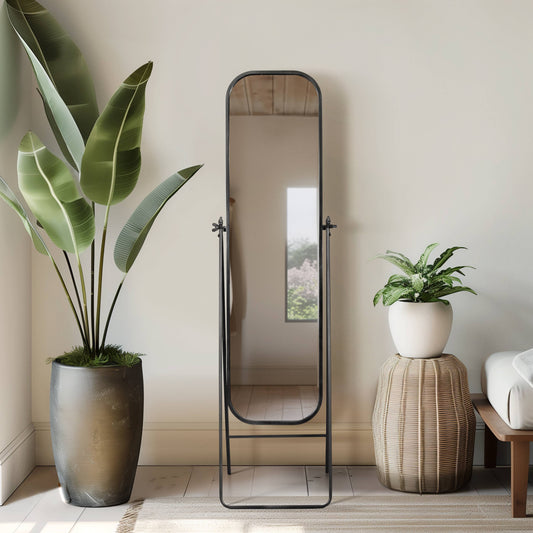 Metal Full Length Floor Mirror on Stand - Black, 69 in.
