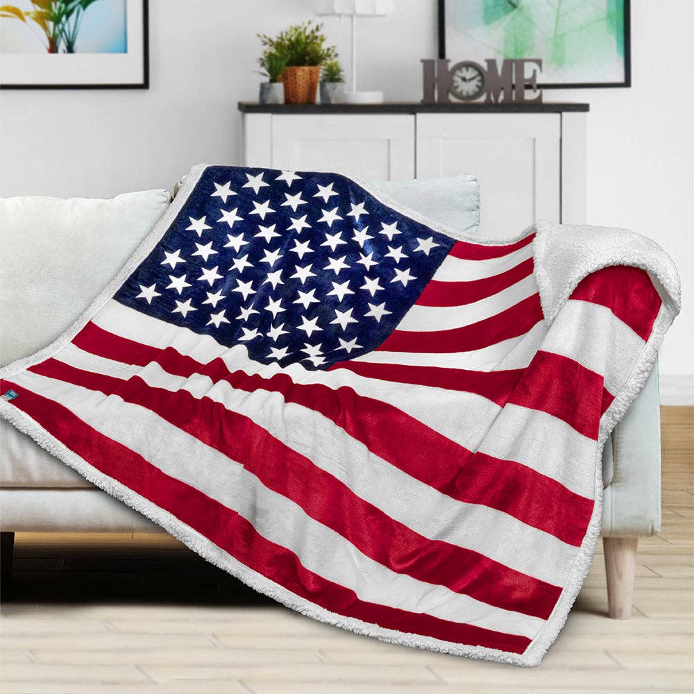 US Flag Patriotic Throw Blanket