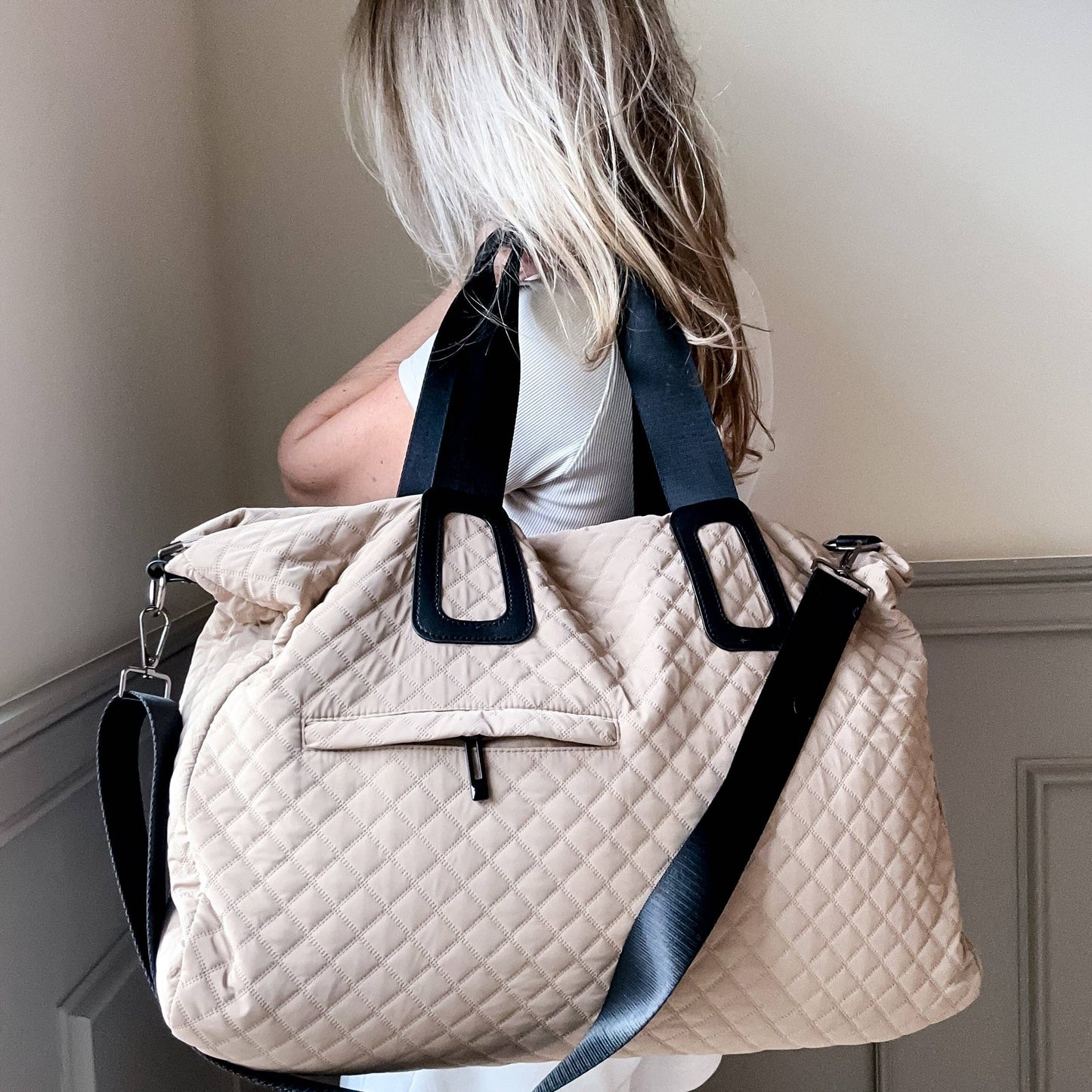 Quilted Weekender : Off White