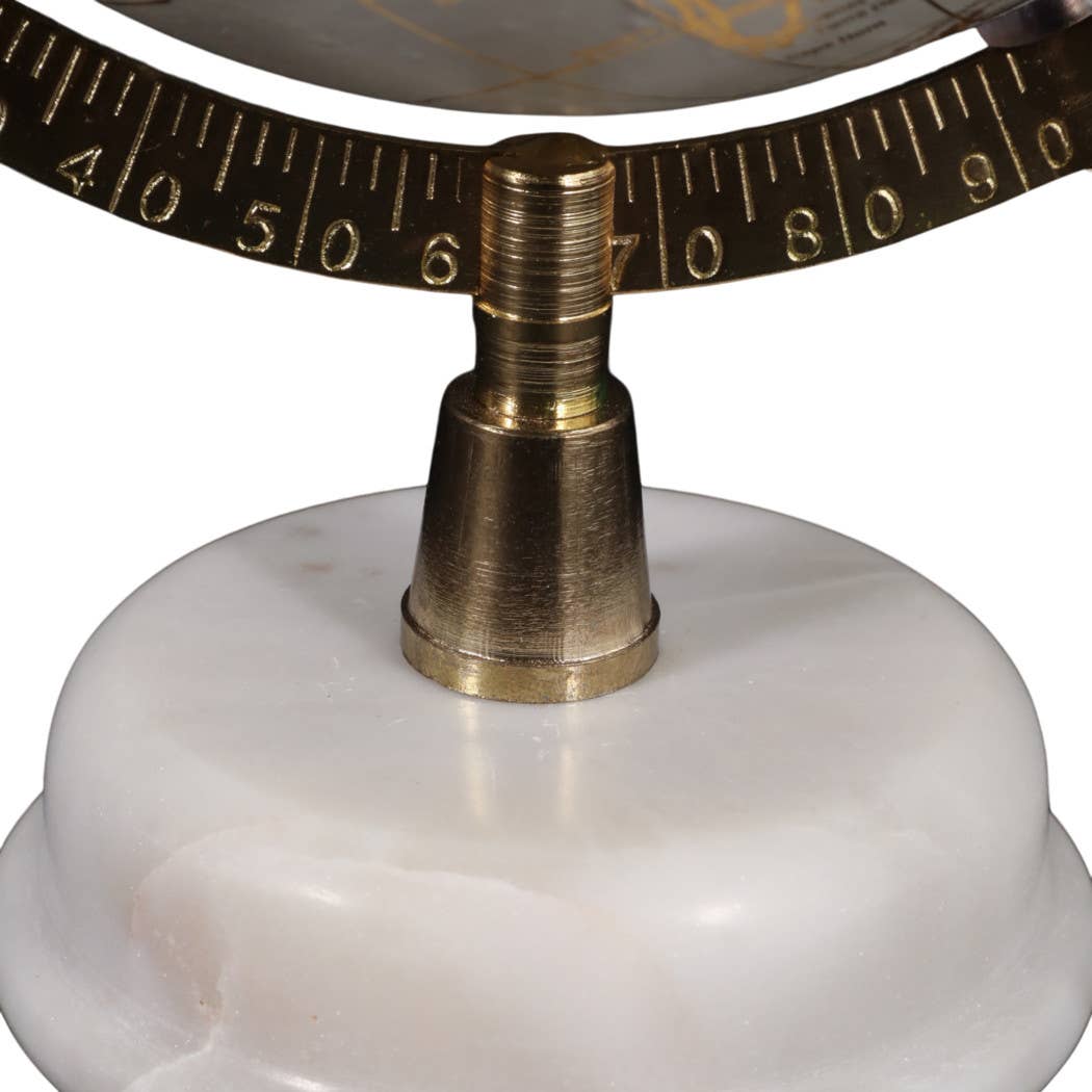 Polyresin Marble Base Globe Sculpture - White, 10 in.