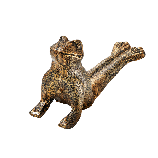 Frankie Frog Doorstop Antique Brass Iron