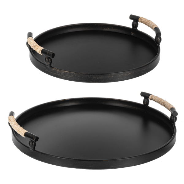 Round Tray with Jute Wrapped Handle