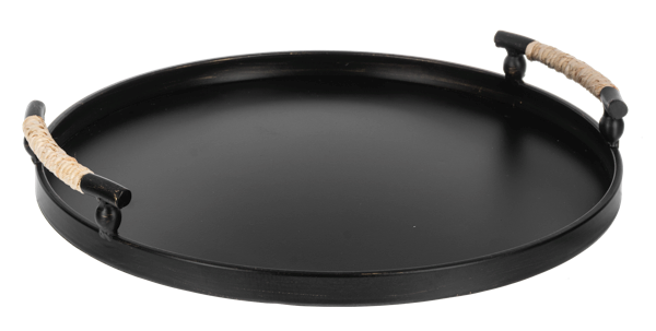 Round Tray with Jute Wrapped Handle