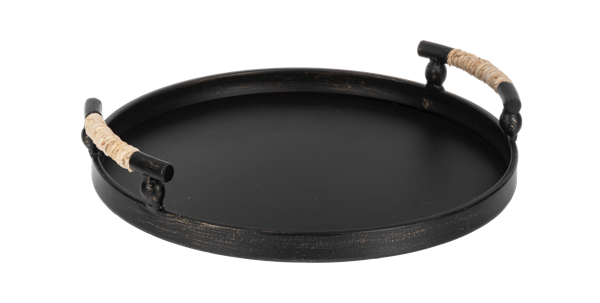 Round Tray with Jute Wrapped Handle