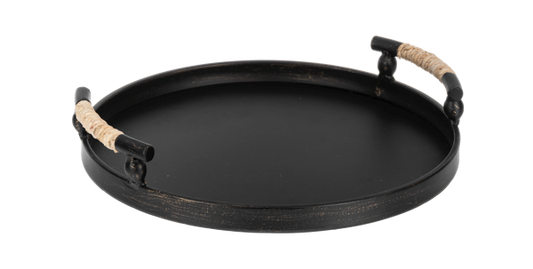 Round Tray with Jute Wrapped Handle