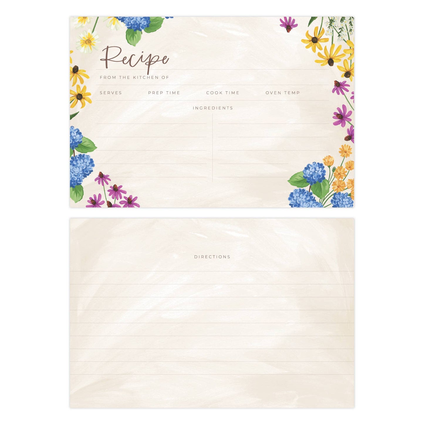 Vintage Blooms Floral Recipe Cards